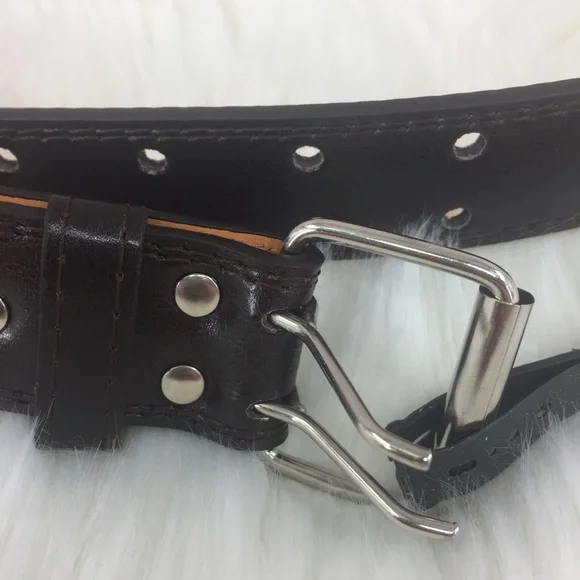 Men’s Leather Double Prong Belts - Brown - Picture 2 of 4